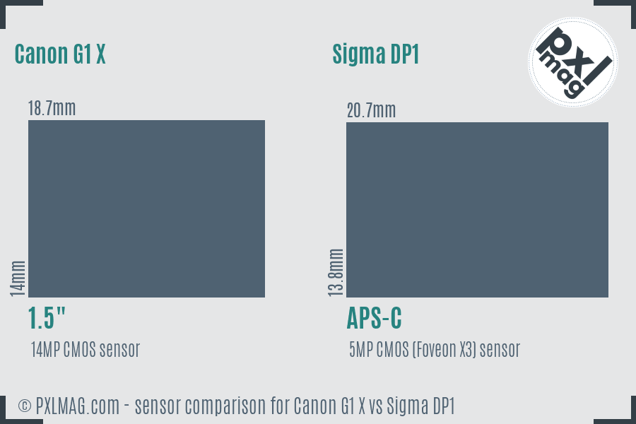 Canon G1 X vs Sigma DP1 sensor size comparison
