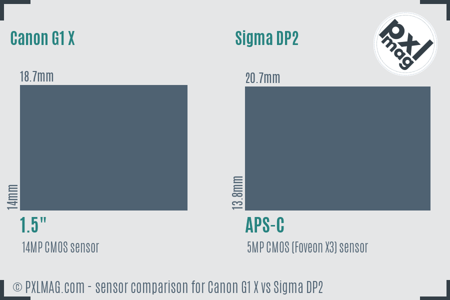 Canon G1 X vs Sigma DP2 sensor size comparison