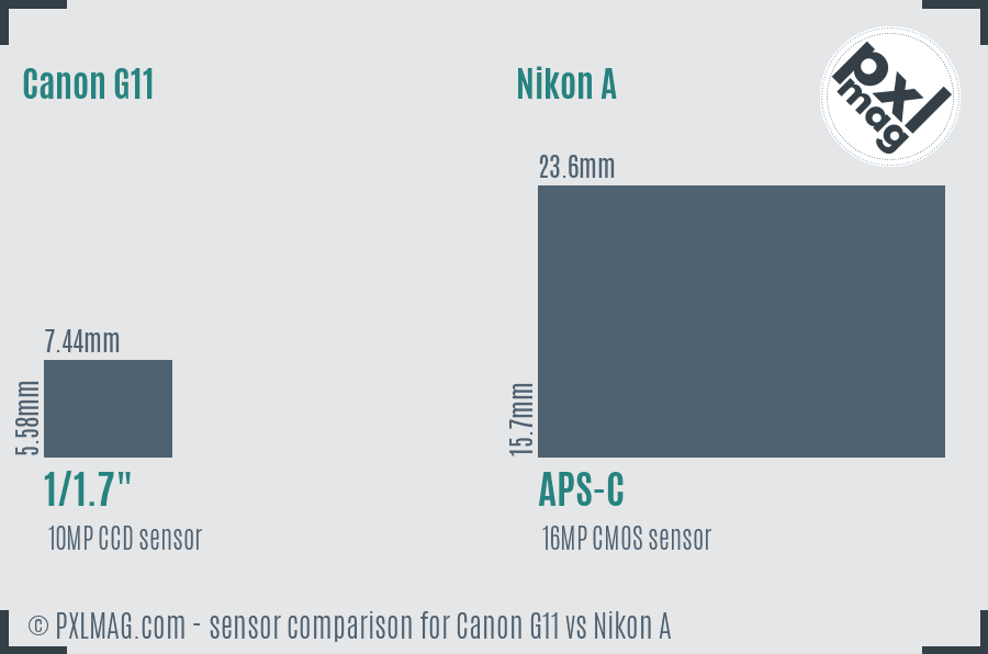 Canon G11 vs Nikon A sensor size comparison Canon G11 vs Nikon A sensor size comparison