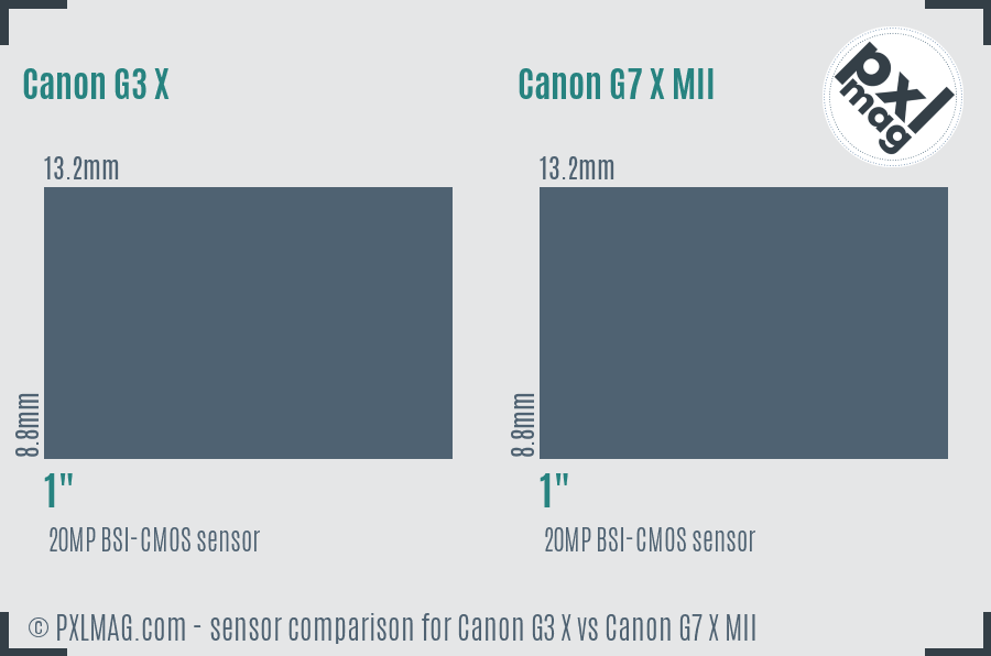 Canon G3 X vs Canon G7 X MII sensor size comparison