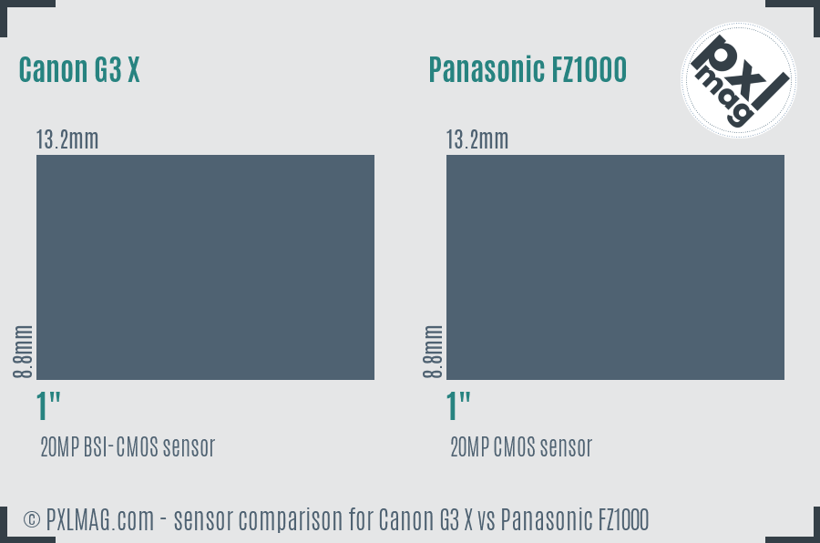 Canon G3 X vs Panasonic FZ1000 sensor size comparison