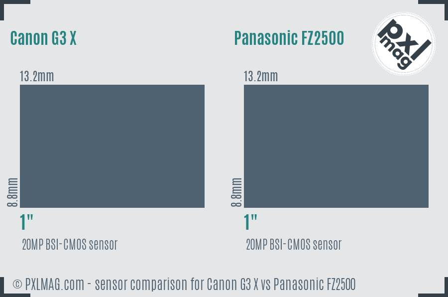 Canon G3 X vs Panasonic FZ2500 sensor size comparison