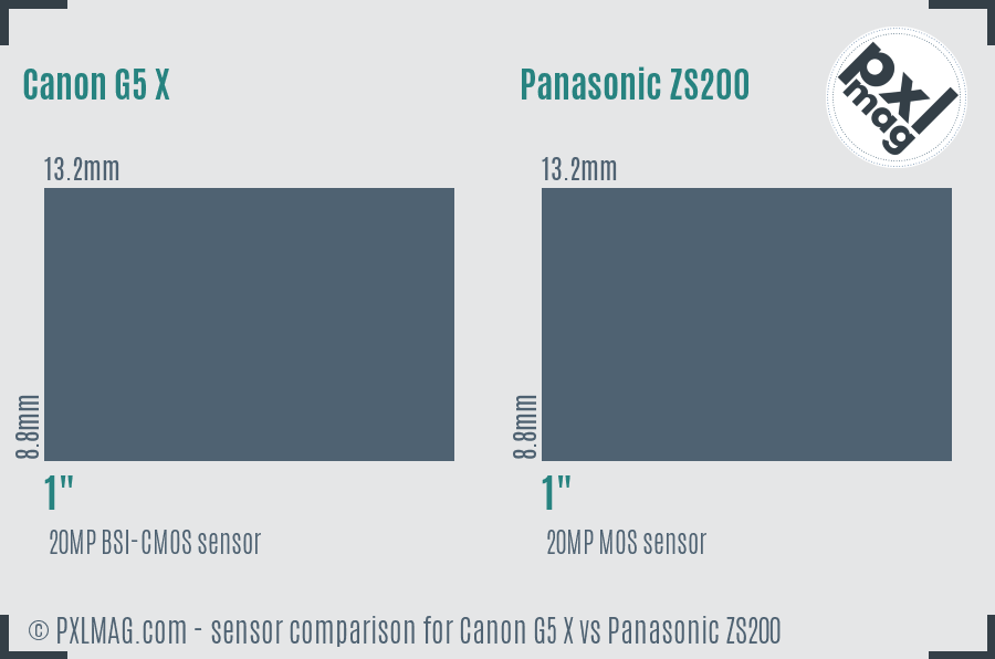 Canon G5 X vs Panasonic ZS200 sensor size comparison