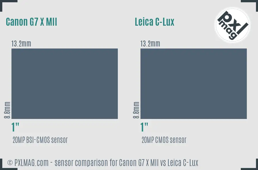 Canon G7 X MII vs Leica C-Lux sensor size comparison