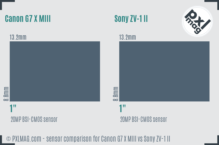 Canon G7 X MIII vs Sony ZV-1 II sensor size comparison