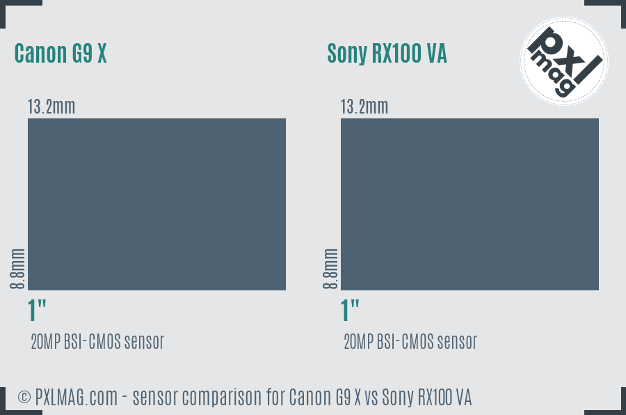 Canon G9 X vs Sony RX100 VA sensor size comparison