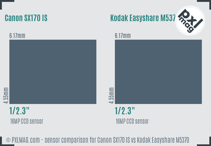 Canon SX170 IS vs Kodak Easyshare M5370 sensor size comparison Canon SX170 IS vs Kodak Easyshare M5370 sensor size comparison