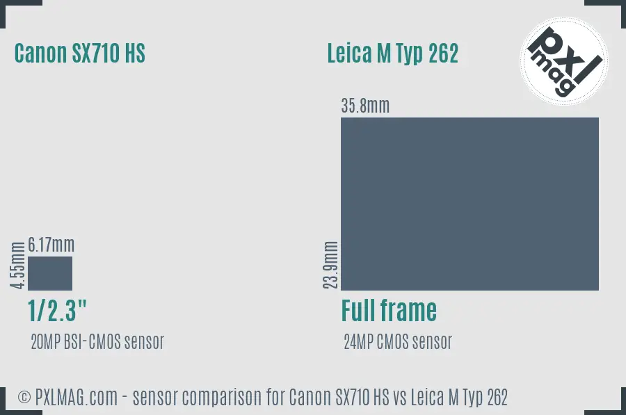 Canon SX710 HS vs Leica M Typ 262 sensor size comparison