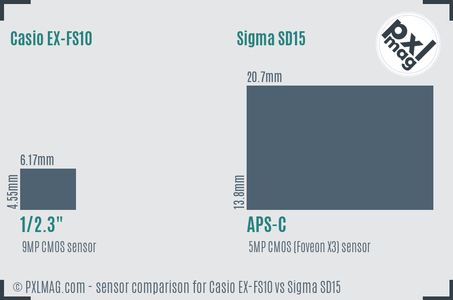 Casio EX-FS10 vs Sigma SD15 sensor size comparison