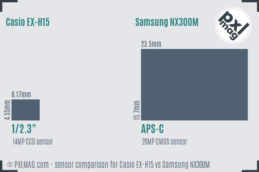 Casio EX-H15 vs Samsung NX300M sensor size comparison