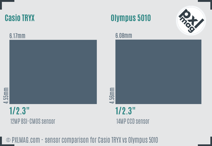 Casio TRYX vs Olympus 5010 sensor size comparison