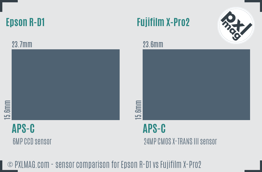 Epson R-D1 vs Fujifilm X-Pro2 sensor size comparison