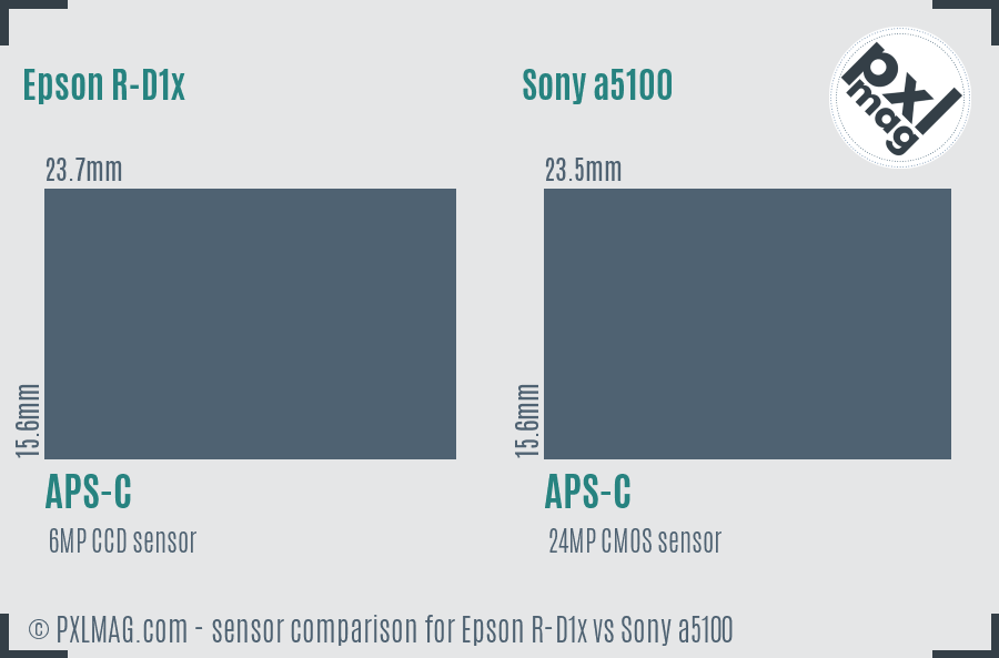 Epson R-D1x vs Sony a5100 sensor size comparison Epson R-D1x vs Sony a5100 sensor size comparison