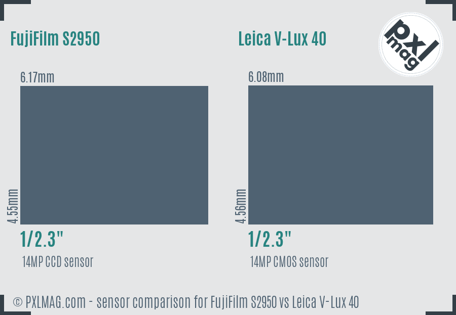 FujiFilm S2950 vs Leica V-Lux 40 sensor size comparison