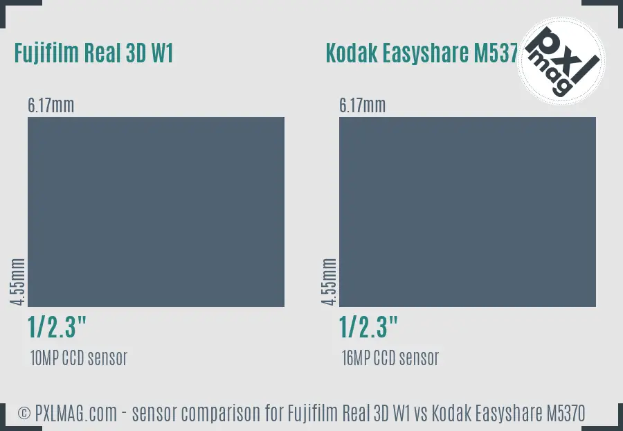 Fujifilm Real 3D W1 vs Kodak Easyshare M5370 sensor size comparison