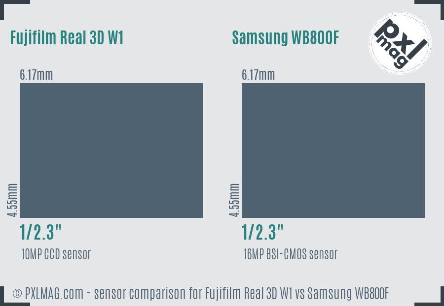 Fujifilm Real 3D W1 vs Samsung WB800F sensor size comparison