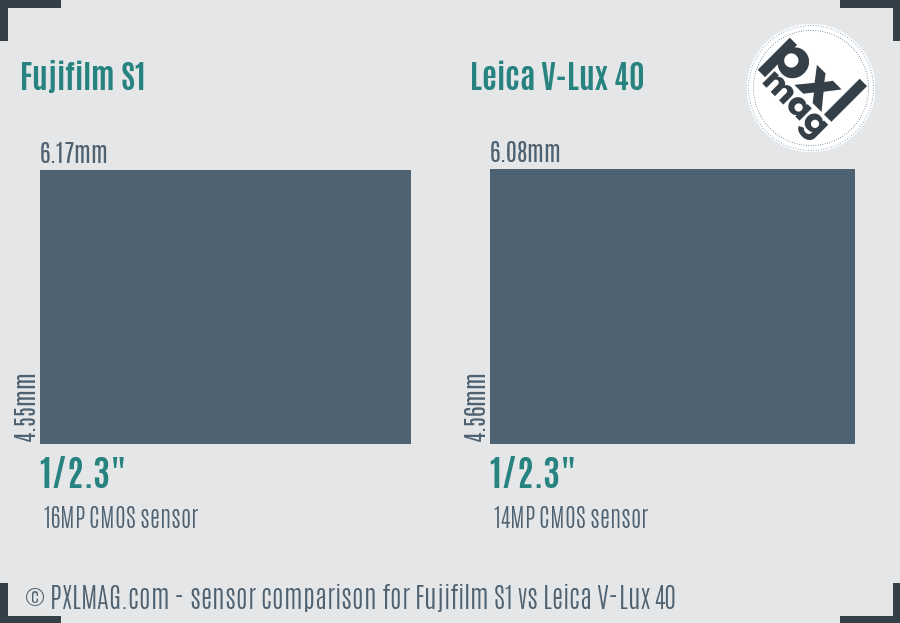 Fujifilm S1 vs Leica V-Lux 40 sensor size comparison