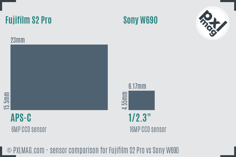 Fujifilm S2 Pro vs Sony W690 sensor size comparison