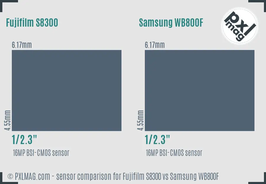 Fujifilm S8300 vs Samsung WB800F sensor size comparison