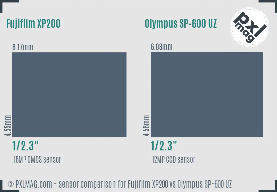 Fujifilm XP200 vs Olympus SP-600 UZ sensor size comparison Fujifilm XP200 vs Olympus SP-600 UZ sensor size comparison