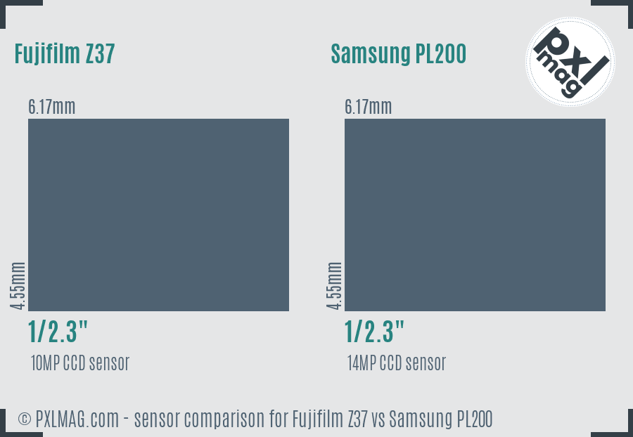 Fujifilm Z37 vs Samsung PL200 sensor size comparison