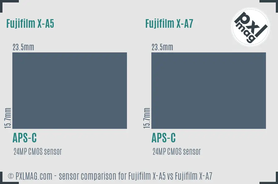 Fujifilm X-A5 vs Fujifilm X-A7 sensor size comparison