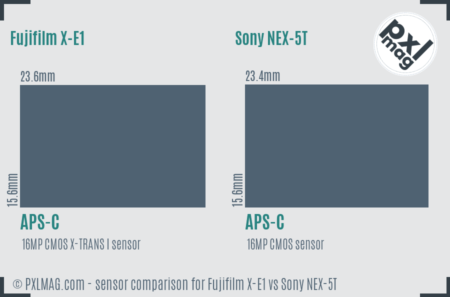 Fujifilm X-E1 vs Sony NEX-5T sensor size comparison