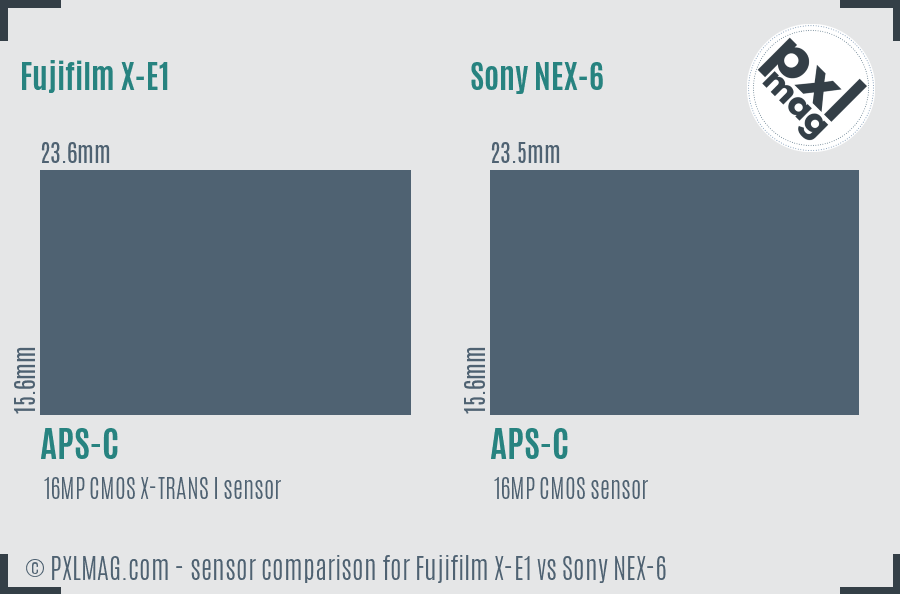 Fujifilm X-E1 vs Sony NEX-6 sensor size comparison