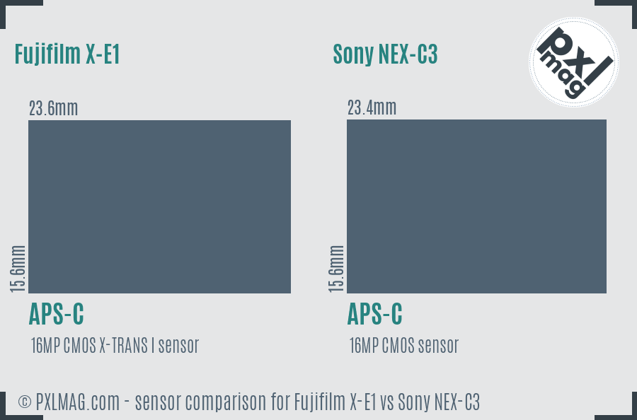 Fujifilm X-E1 vs Sony NEX-C3 sensor size comparison