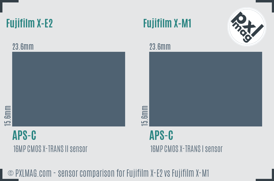Fujifilm X-E2 vs Fujifilm X-M1 sensor size comparison