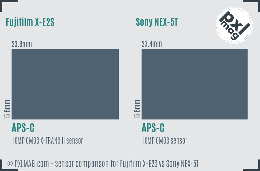 Fujifilm X-E2S vs Sony NEX-5T sensor size comparison