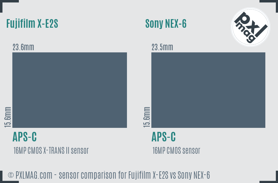 Fujifilm X-E2S vs Sony NEX-6 sensor size comparison