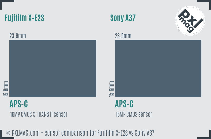 Fujifilm X-E2S vs Sony A37 sensor size comparison
