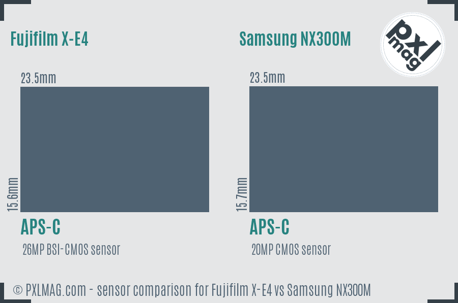 Fujifilm X-E4 vs Samsung NX300M sensor size comparison