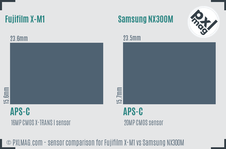 Fujifilm X-M1 vs Samsung NX300M sensor size comparison