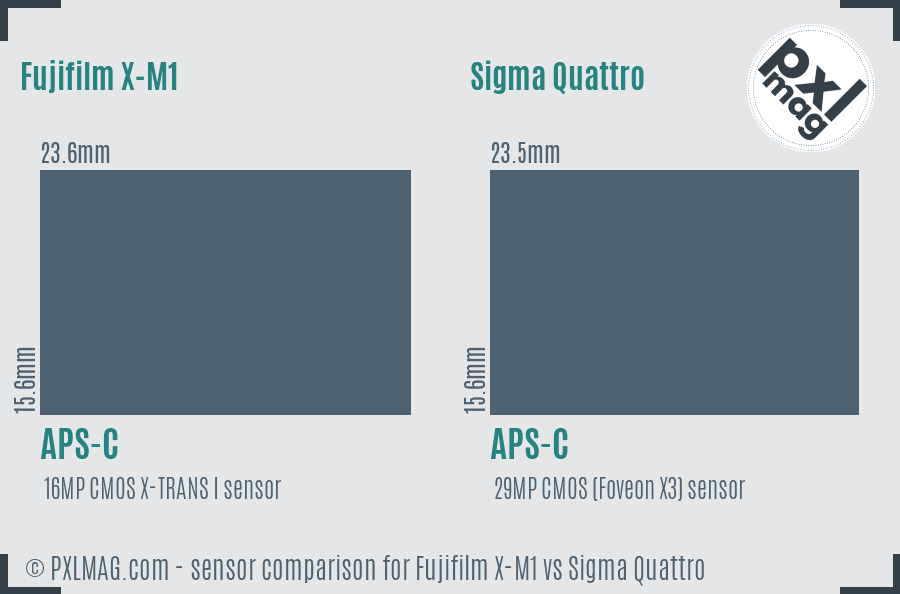 Fujifilm X-M1 vs Sigma Quattro sensor size comparison