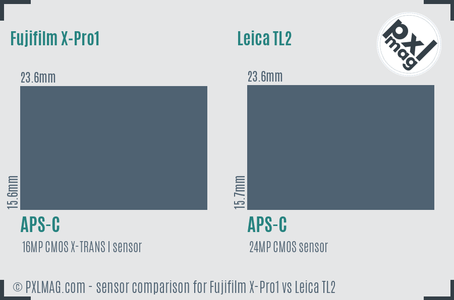 Fujifilm X-Pro1 vs Leica TL2 sensor size comparison