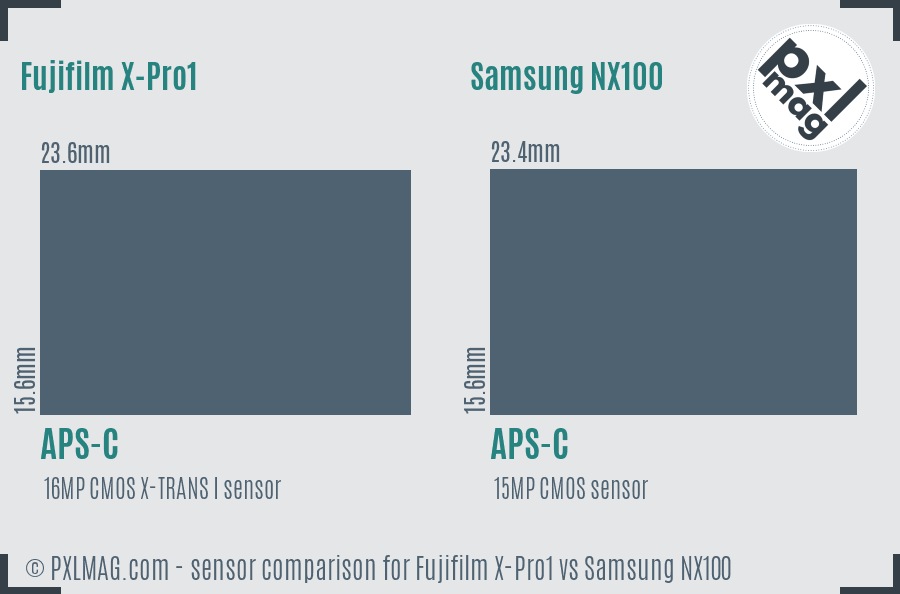 Fujifilm X-Pro1 vs Samsung NX100 sensor size comparison