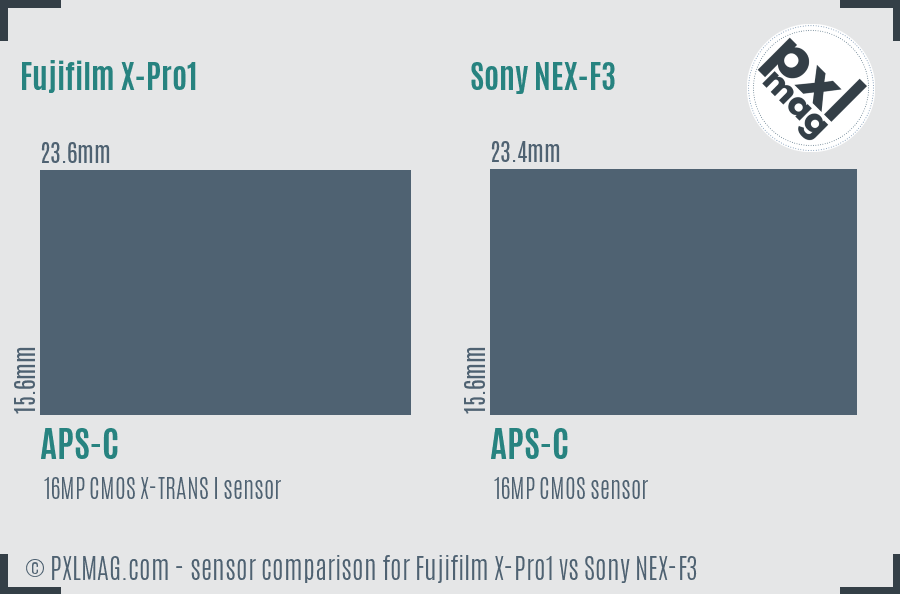 Fujifilm X-Pro1 vs Sony NEX-F3 sensor size comparison