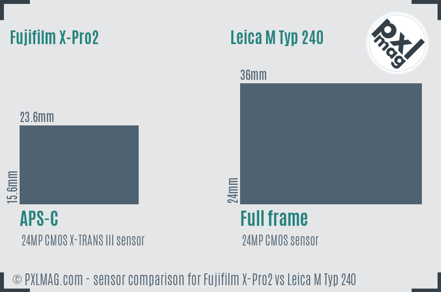 Fujifilm X-Pro2 vs Leica M Typ 240 sensor size comparison