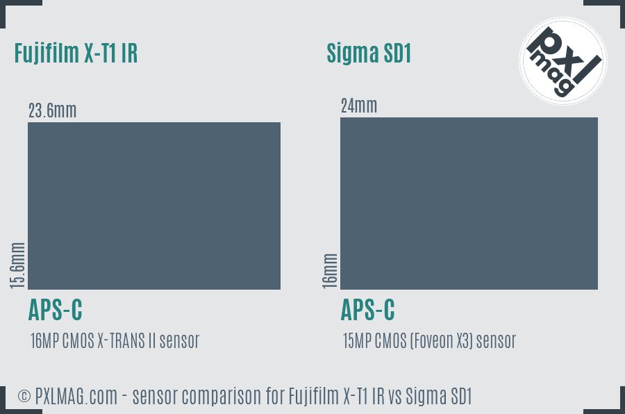 Fujifilm X-T1 IR vs Sigma SD1 sensor size comparison