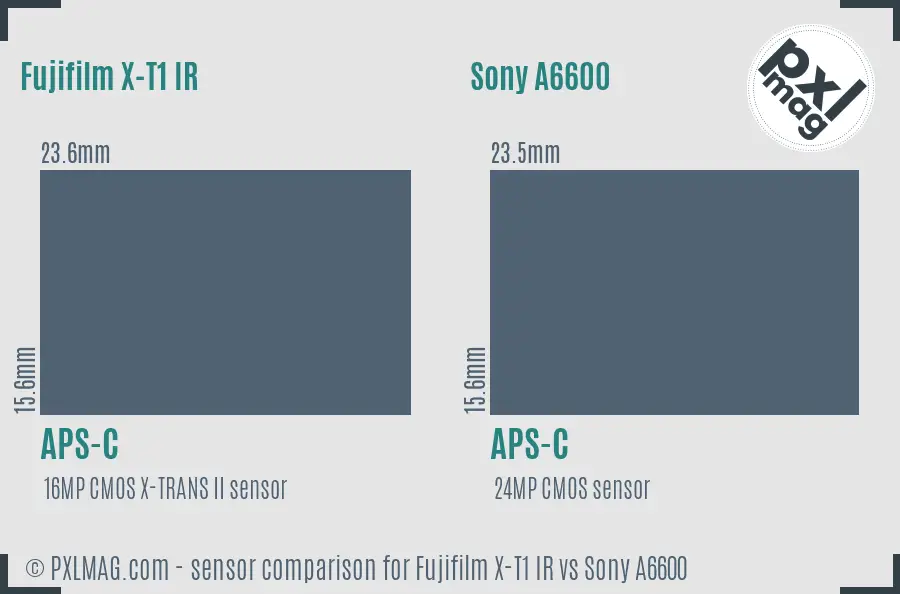 Fujifilm X-T1 IR vs Sony A6600 sensor size comparison