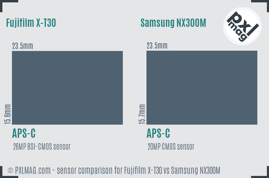 Fujifilm X-T30 vs Samsung NX300M sensor size comparison