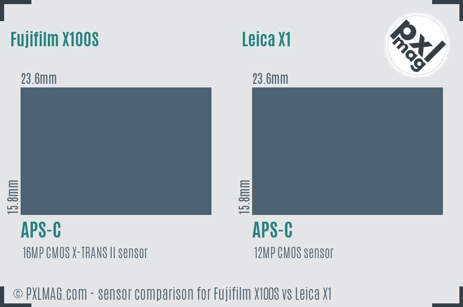 Fujifilm X100S vs Leica X1 sensor size comparison