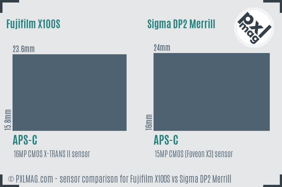 Fujifilm X100S vs Sigma DP2 Merrill sensor size comparison