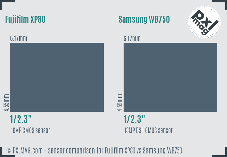 Fujifilm XP80 vs Samsung WB750 sensor size comparison