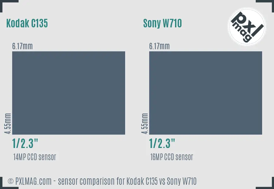 Kodak C135 vs Sony W710 sensor size comparison Kodak C135 vs Sony W710 sensor size comparison