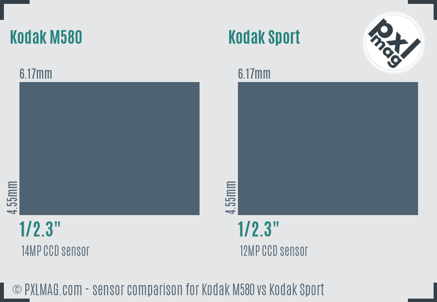 Kodak M580 vs Kodak Sport sensor size comparison