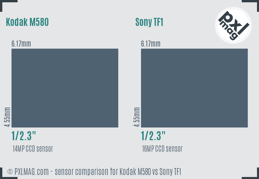 Kodak M580 vs Sony TF1 sensor size comparison