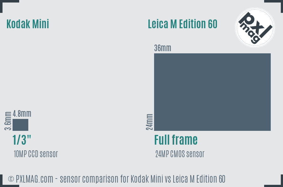 Kodak Mini vs Leica M Edition 60 sensor size comparison